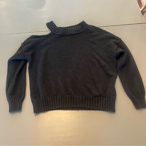 Black Cold-Shoulder Knit Sweater - Women